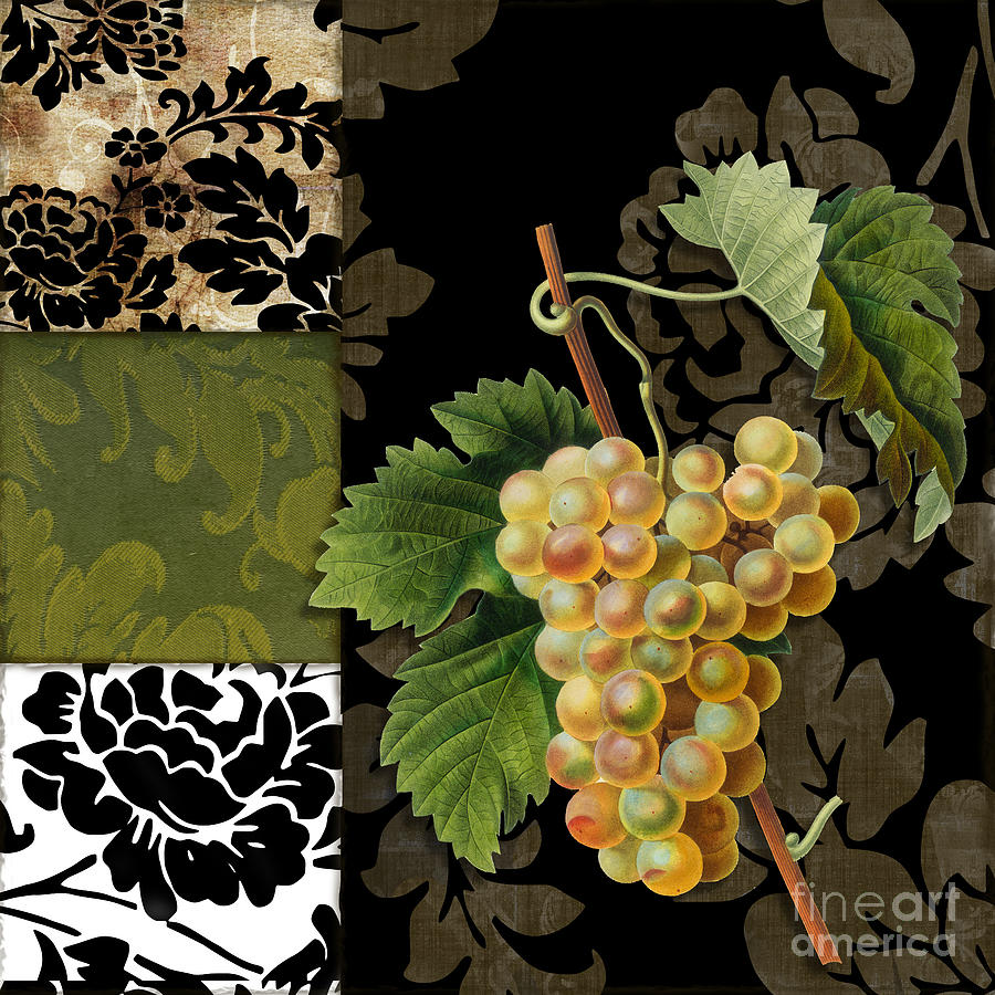 White Grapes Painting - Damask Lerain Wine Grapes by Mindy Sommers