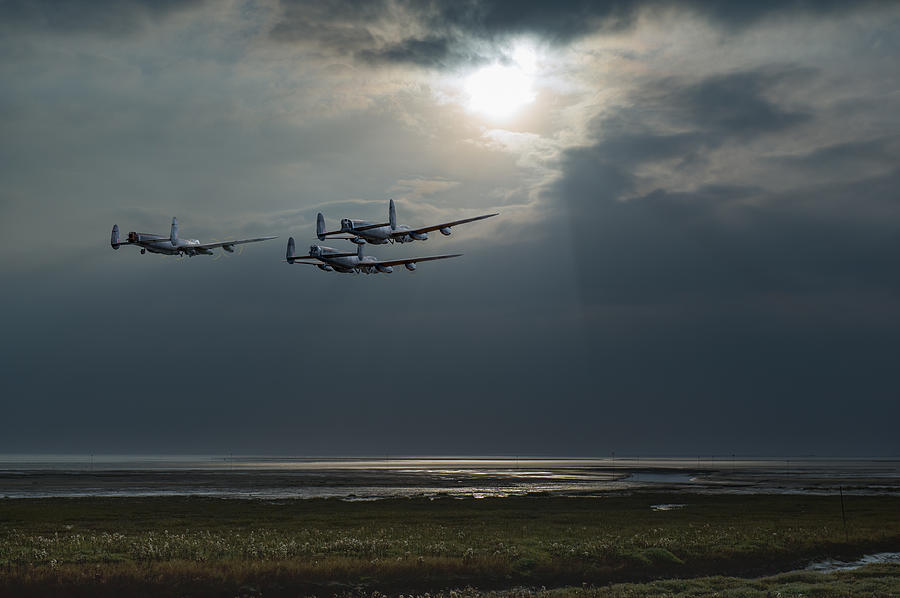 Airplane Digital Art - Dambusters training over the Wash by Gary Eason