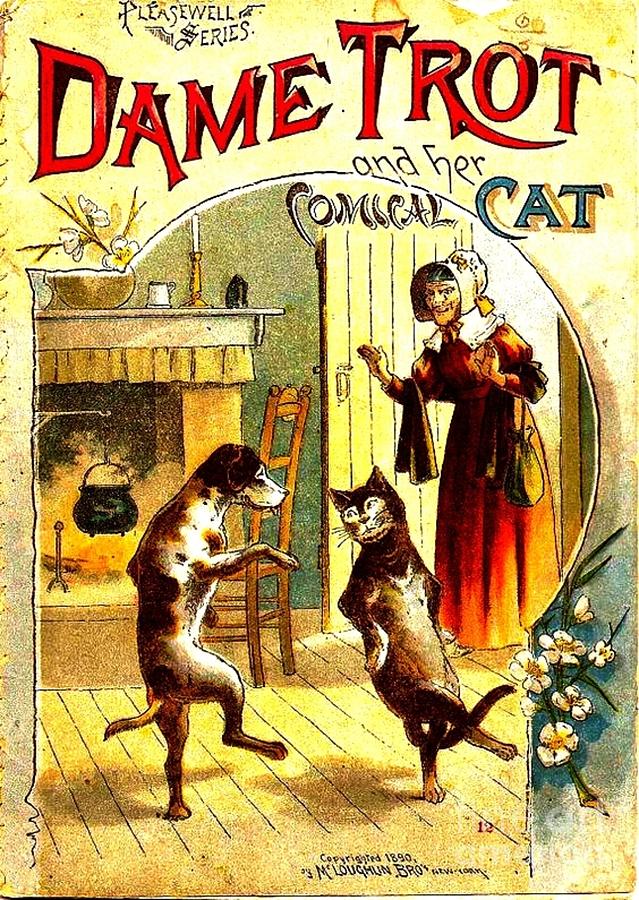 Dame Trot and Her Comical Cat 1890 Painting by Peter Ogden