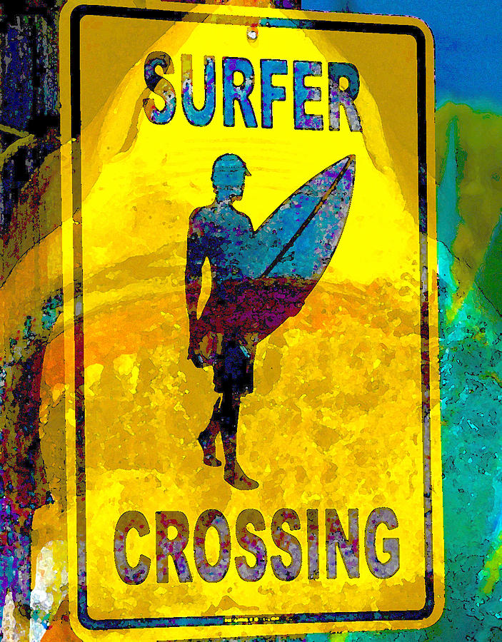 Great White Shark Painting - Danger Surfer Crossing by David Lee Thompson