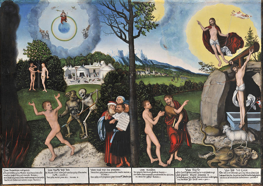 Damnation and Redemption. Law and Grace Painting by Lucas Cranach the Elder