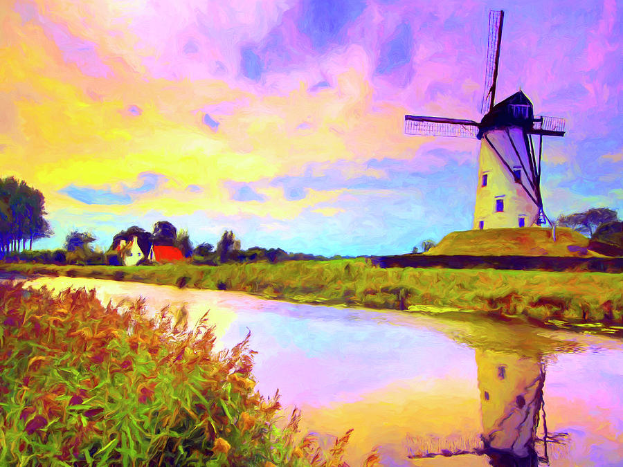 Damse Vaart Canal at Sunset Painting by Dominic Piperata