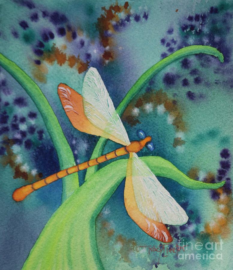 Damselfly Painting - Damsel in Gold by Tracy L Teeter