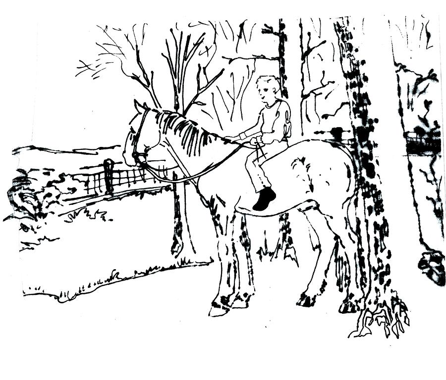 Dan and Horse 11 Drawing by Larry Campbell