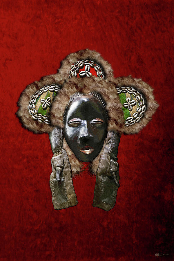 African Digital Art - Dan Dean-Gle Mask of the Ivory Coast and Liberia on Red Velvet by Serge Averbukh