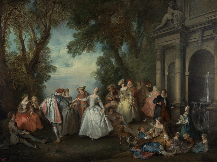 Animal Painting - Dance before a Fountain by Nicolas Lancret