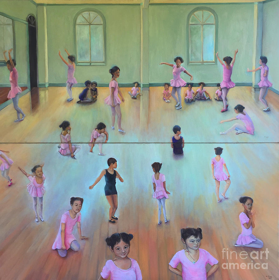 Dance Class Diptych Painting by Marlene Book