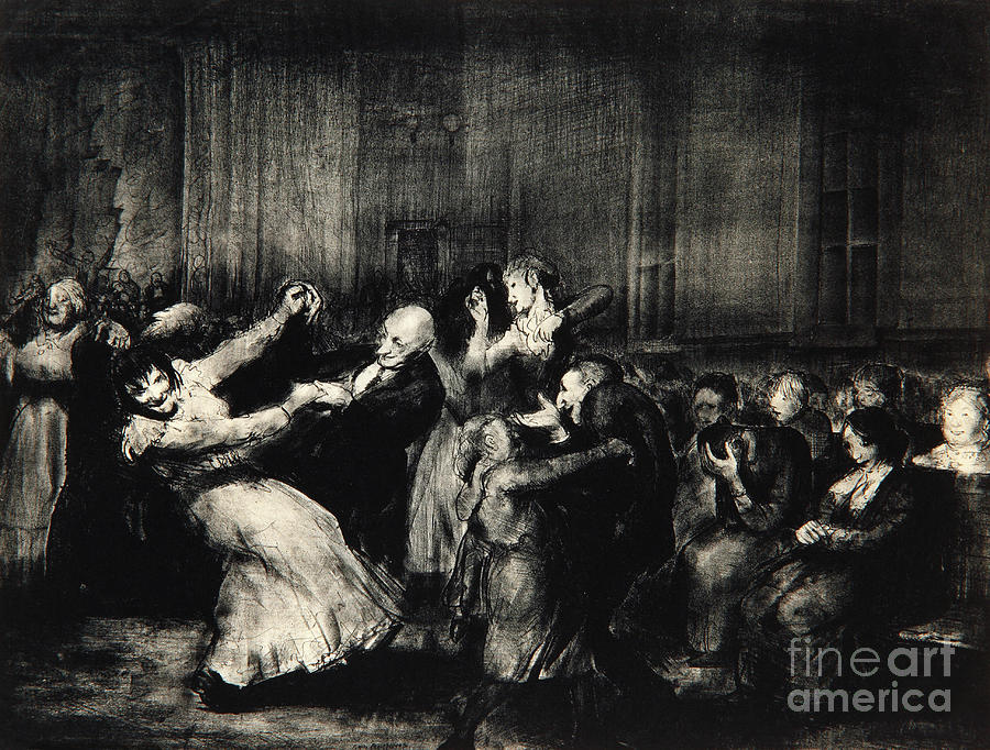 Black And White Pastel - Dance in a Madhouse by George Wesley Bellows