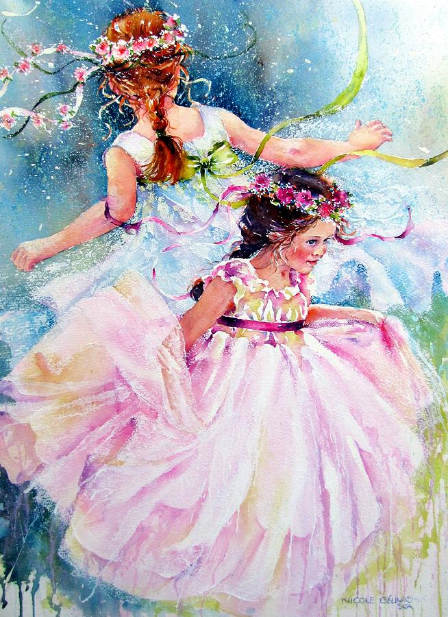 Dance of fairies Painting by Nicole Gelinas