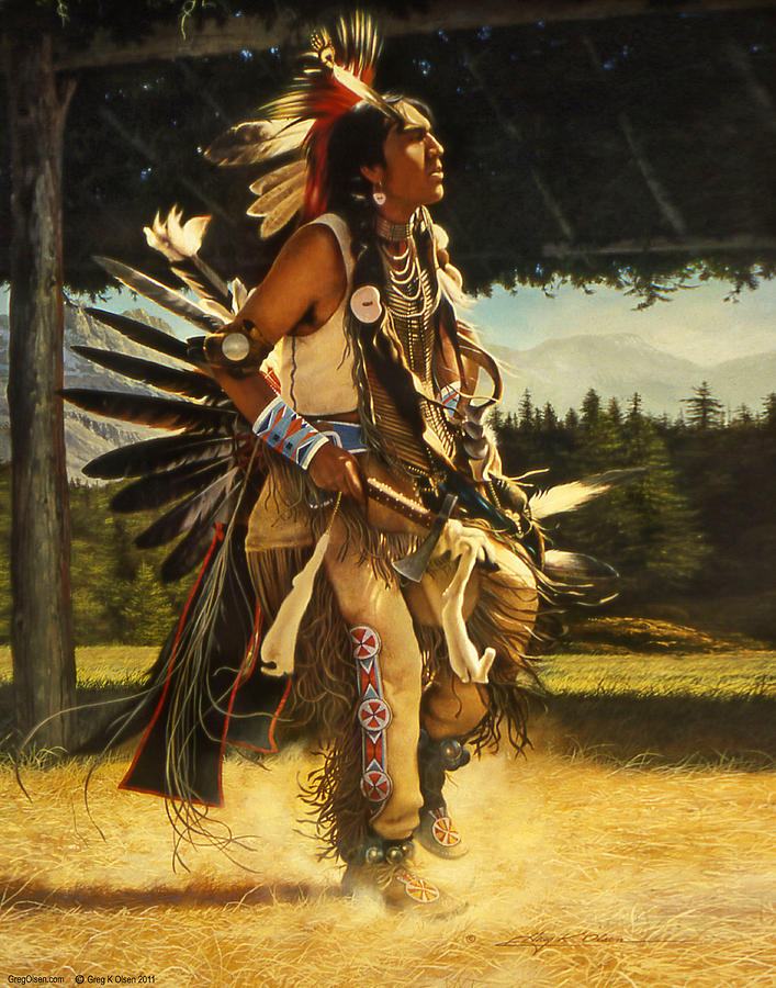 Feather Painting - Dance of His Fathers by Greg Olsen