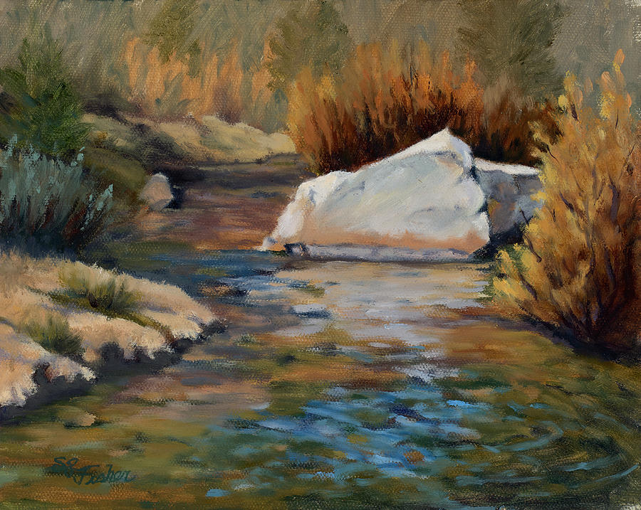 Dance of Light on Bishop Creek Painting by Sandy Fisher