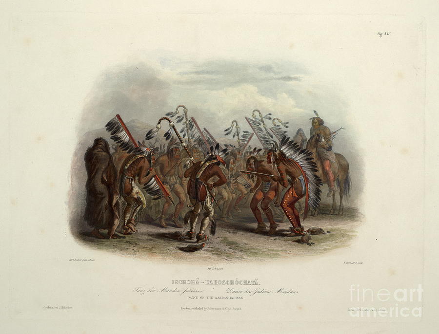 Dance of mandan indians Painting by Celestial Images