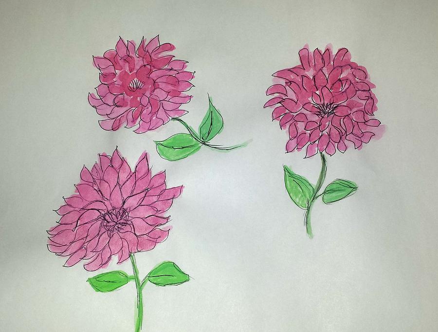 Dance of the Dahlias Painting by Margaret Welsh Willowsilk