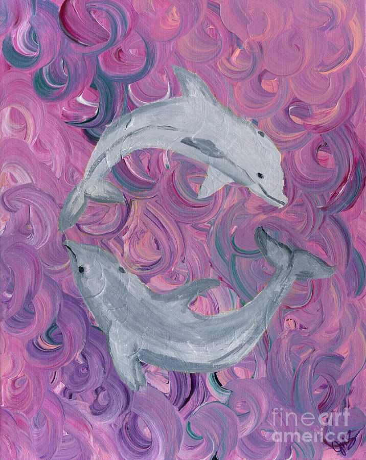 Dance of the Dolphins Painting by Julia Stubbe