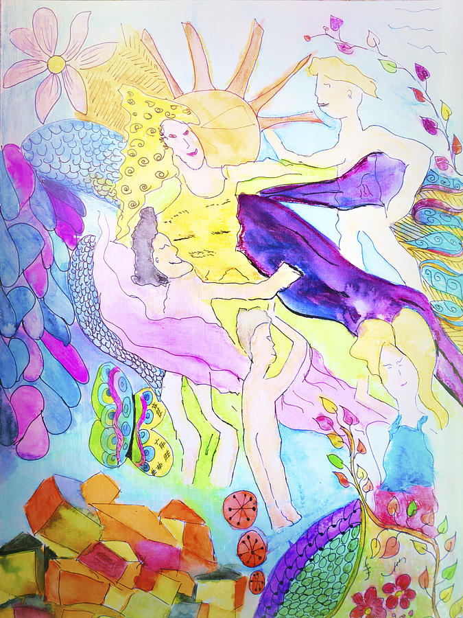 Dance of the Sunshine Fairies Painting by Cathy Anderson