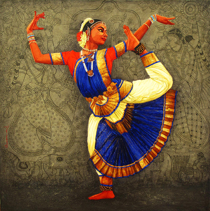 Indian Classical Dance, Bharatnatyam, Contemporary Painting, Crystals,  Beautiful Woman, Lotus, Dancer, Dancing, Colorful India Harsh Malik - Etsy