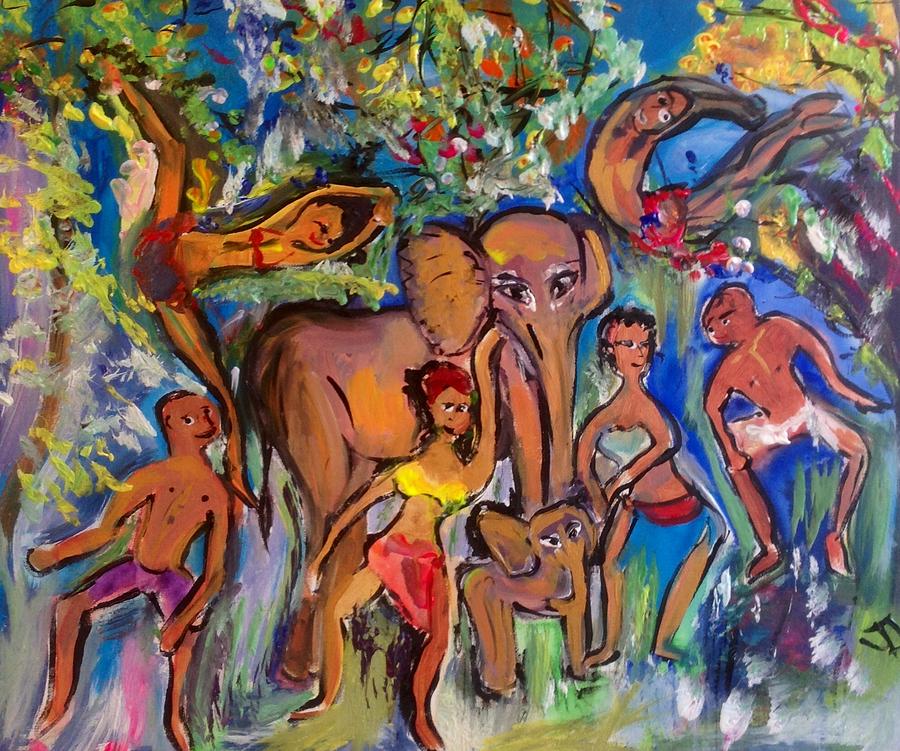 Dance with Elephants  Painting by Judith Desrosiers