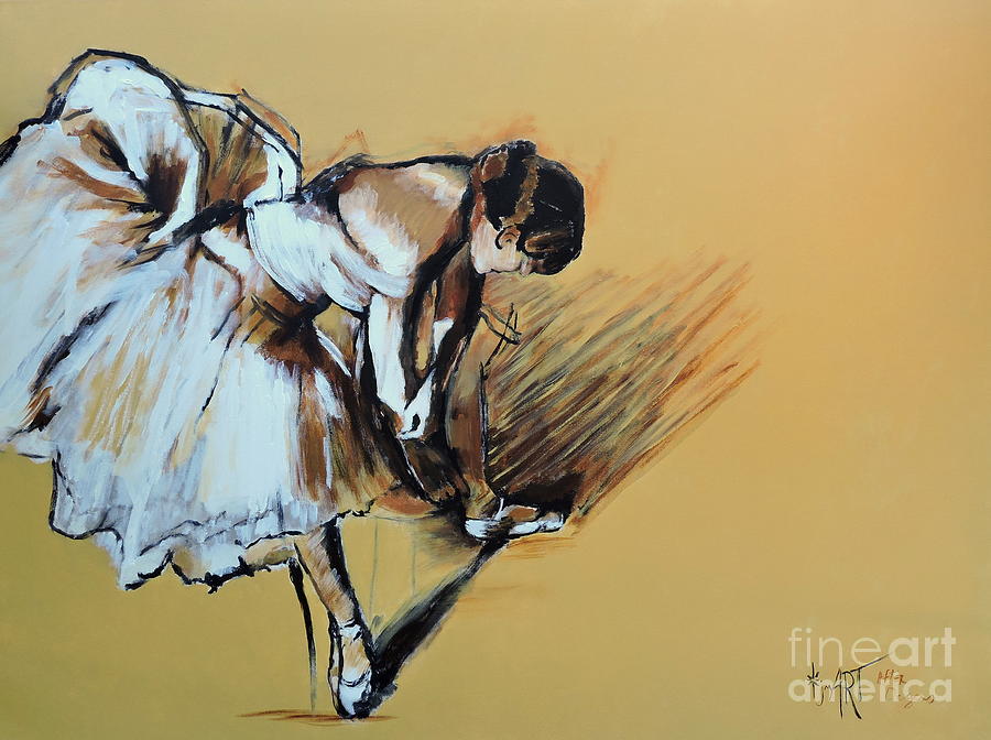 after Edgar Degas-Dancer Adjusting Her Slipper Painting by Jodie Marie Anne Richardson Traugott          aka jm-ART