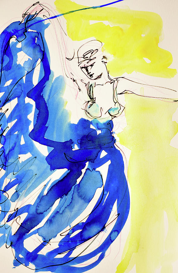 Dancer Painting - Dancer In Blue by Amara Dacer Dancer Painting - Dancer In Blue by Amara Dacer