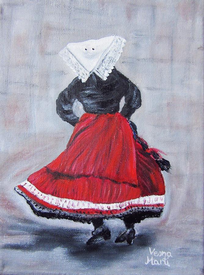 Dancer In National Costume Painting by Vesna Martinjak