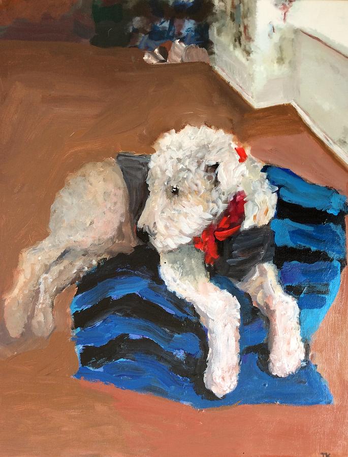 Dancer Our Airedale  Painting by Janis Kirstein