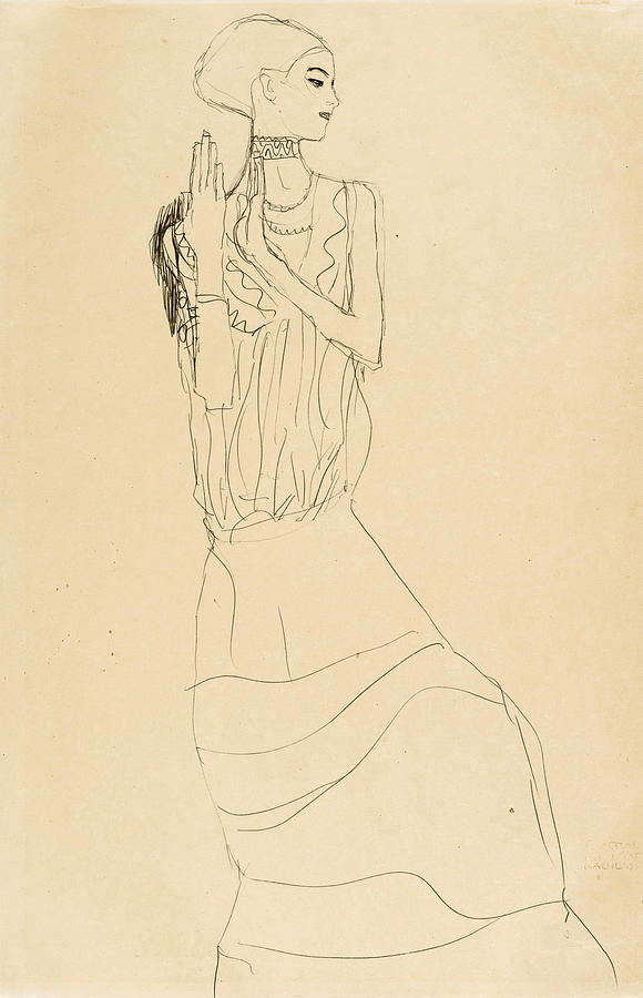 Dancer with Necklace. Study for the Dancer from the Stoclet-Frieze Drawing by Gustav Klimt