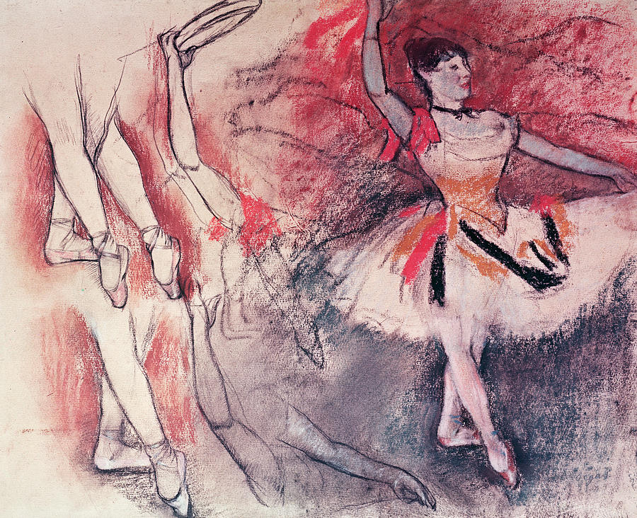 Dancer with Tambourine or Spanish Dancer Drawing by Edgar Degas