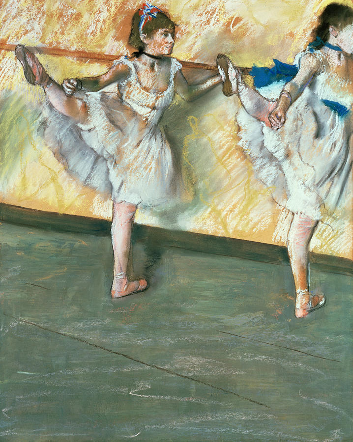 Edgar Degas Pastel - Dancers at the bar by Edgar Degas