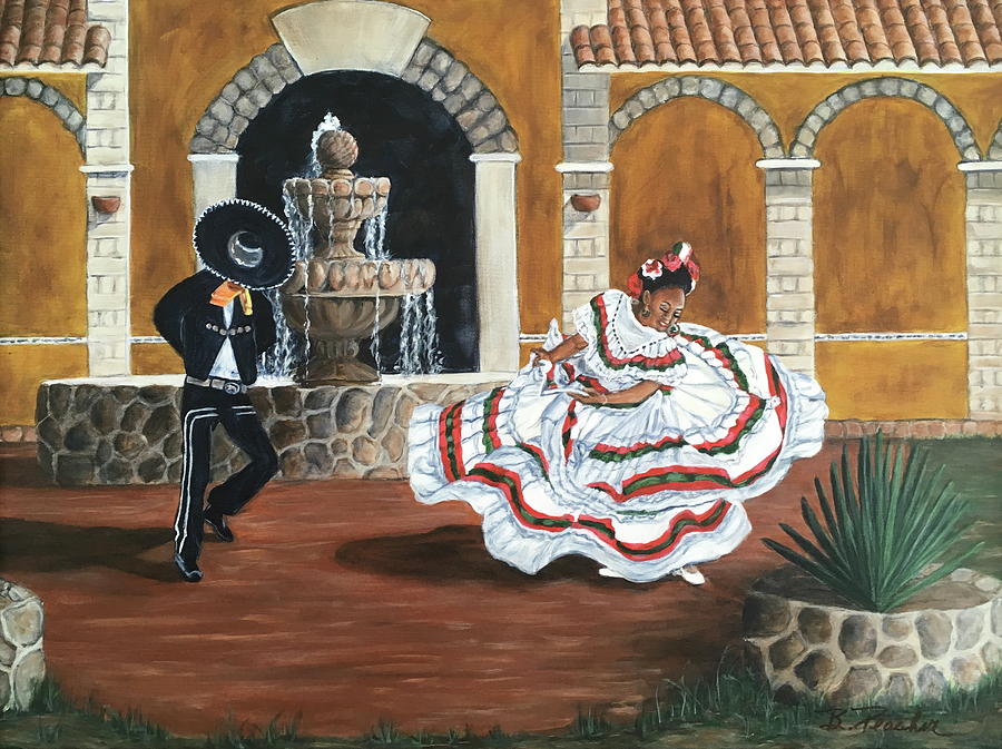 Dancers at the Hacienda Painting by Bonnie Peacher