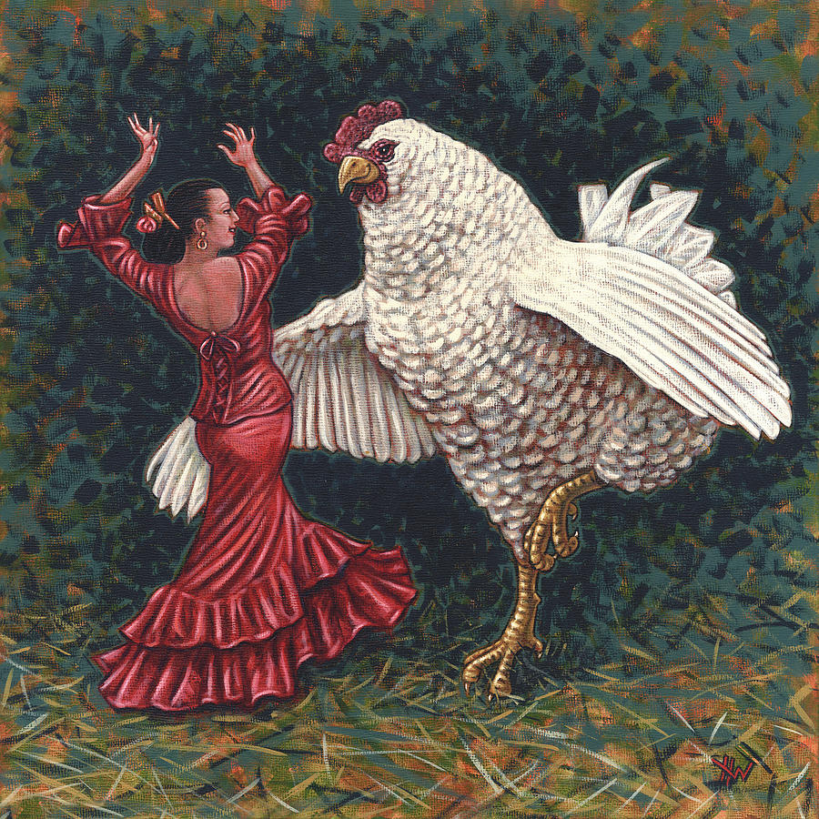Dancers El Gallo Painting by Holly Wood