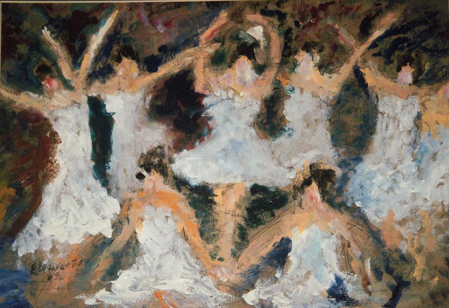 Dancers  Group  Two Painting by Edward Wolverton