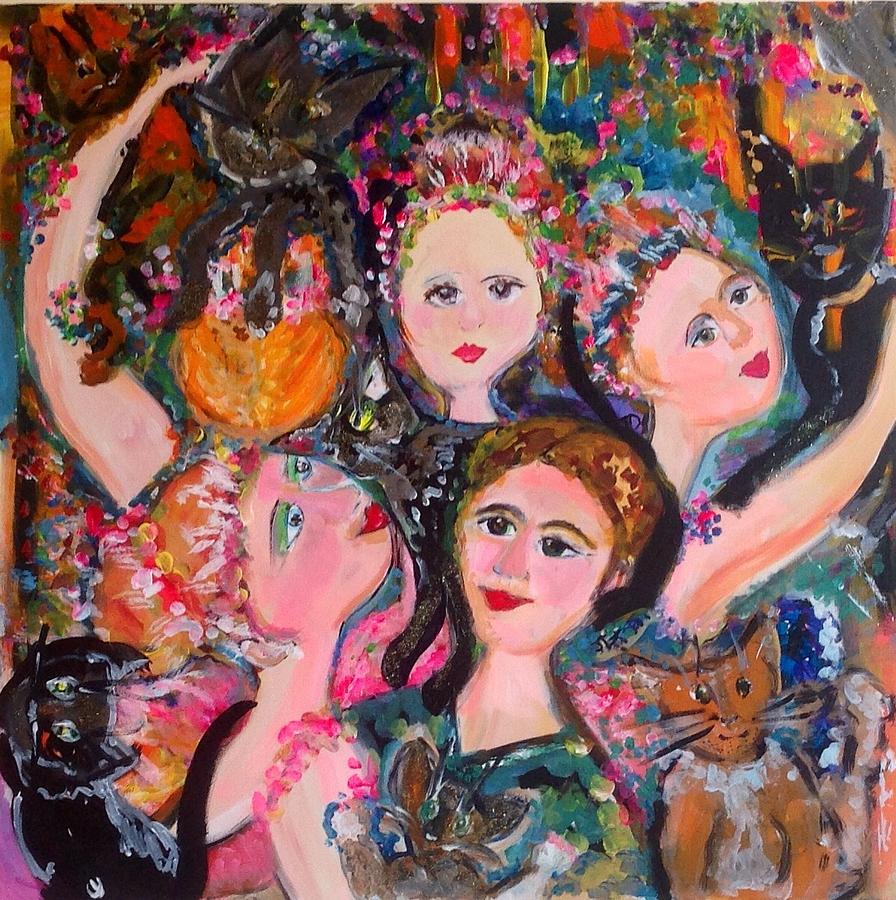 Dancers With Cats  Painting by Judith Desrosiers