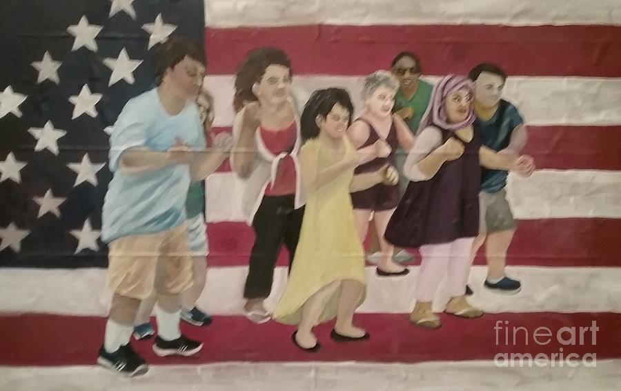 Dancing Americans Painting by Saundra Johnson Dancing Americans Painting by Saundra Johnson