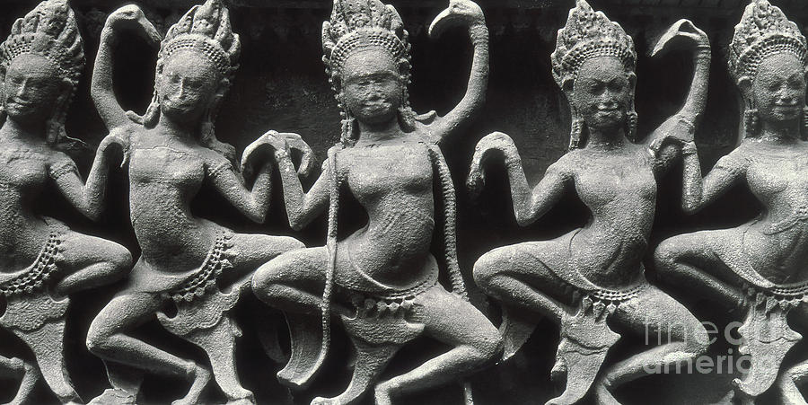 Dancing Apsarasas Relief by Cambodian School