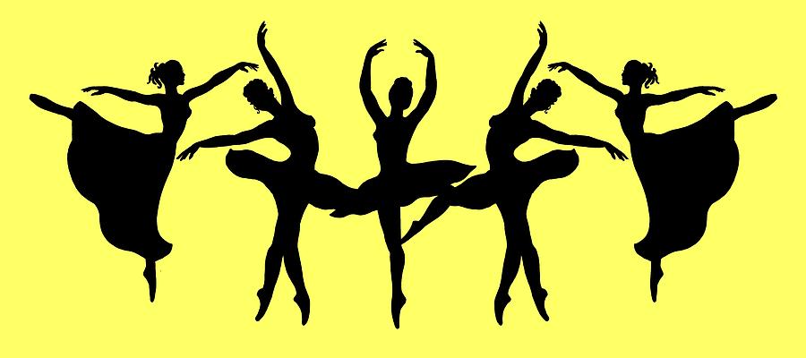 Ballerinas Painting - Dancing Ballerinas Silhouette by Irina Sztukowski