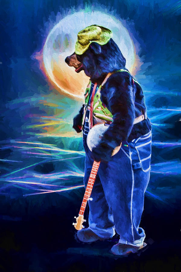 Dancing Bear with Banjo Digital Art by John Haldane