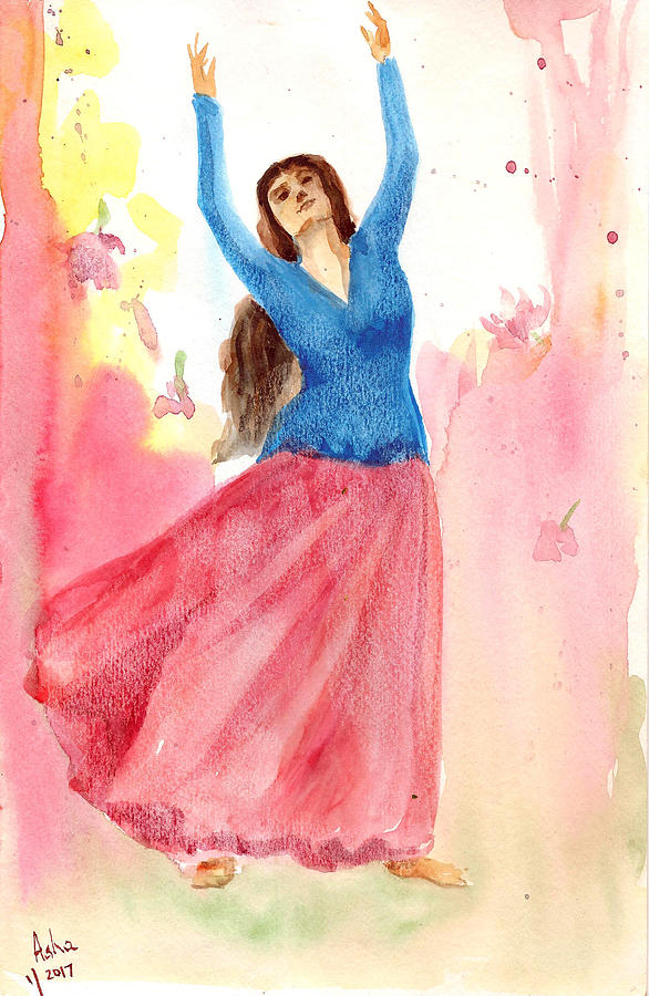Dancing beauty Painting by Asha Sudhaker Shenoy