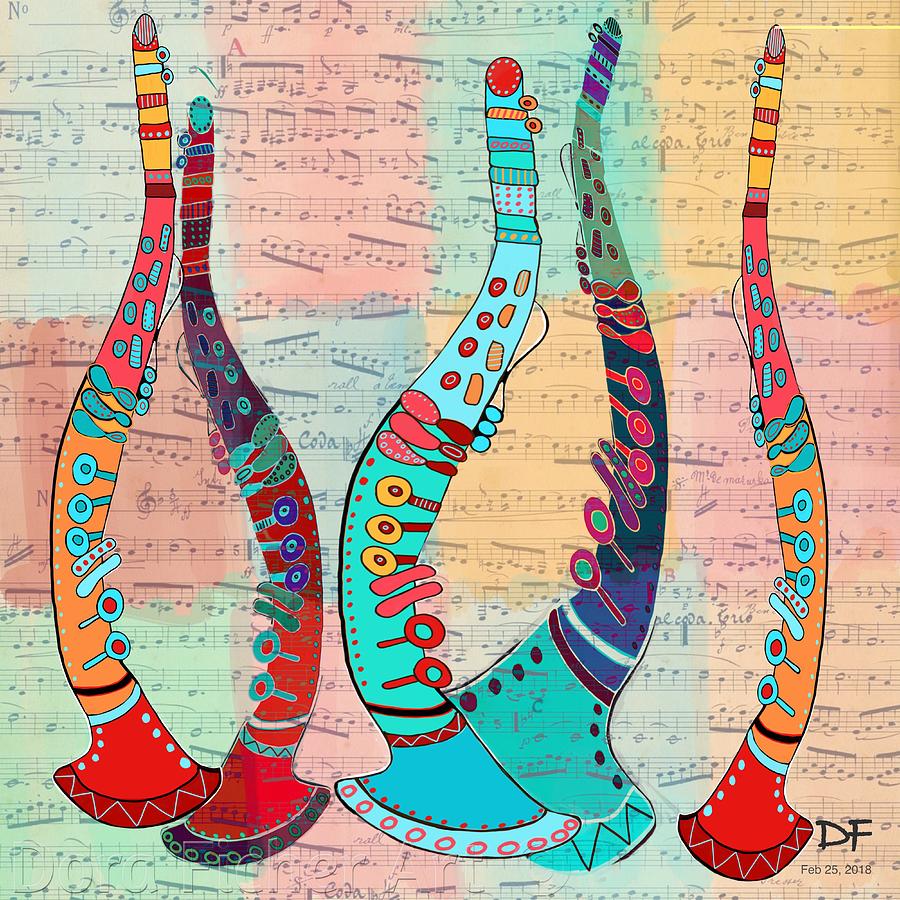Dancing Clarinets Mixed Media by Dora Ficher