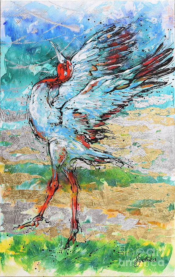 Dancing Crane 2 Painting by Jyotika Shroff
