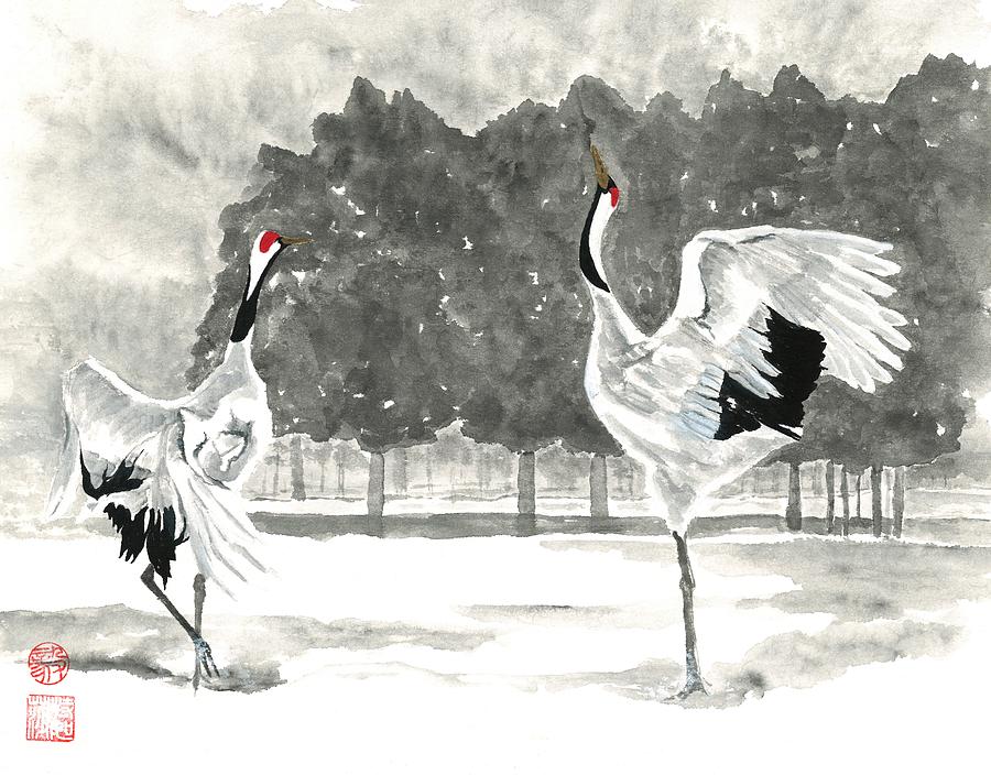 Dancing Crane II Painting by Terri Harris