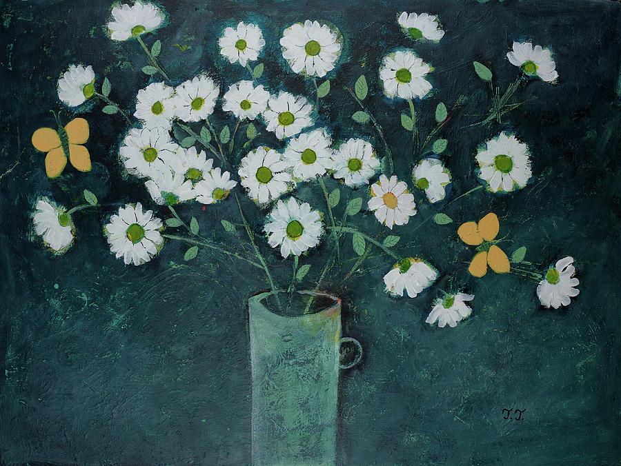 Dancing daisies Painting by Teodora Totorean
