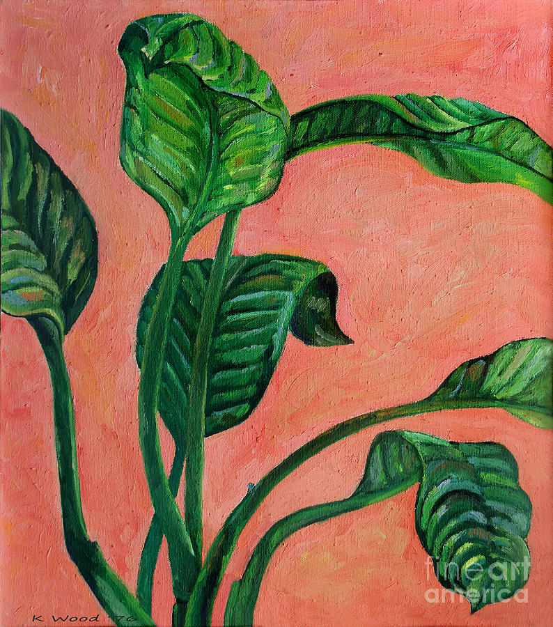 Dancing Dieffenbachia Leaves Painting by Karen Adams