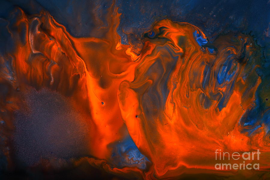 Dancing Fire Fluid Abstract Art Liquid Painting by kredart Photograph by Serg Wiaderny