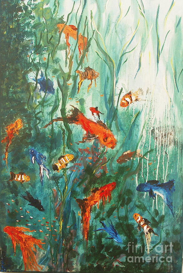 Dancing Fish Painting by Miroslaw  Chelchowski