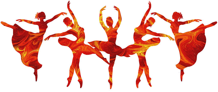 Dancing Flames Ballerinas Painting by Irina Sztukowski