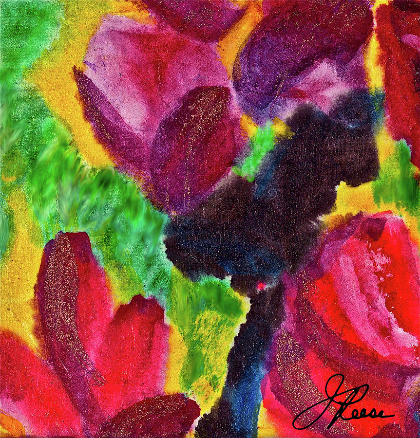 Dancing Flowers Painting by Joan Reese