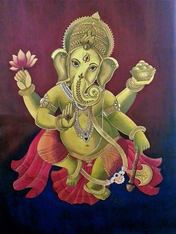 Bharatanatyam Painting - Dancing Ganesha by Rupa Prakash