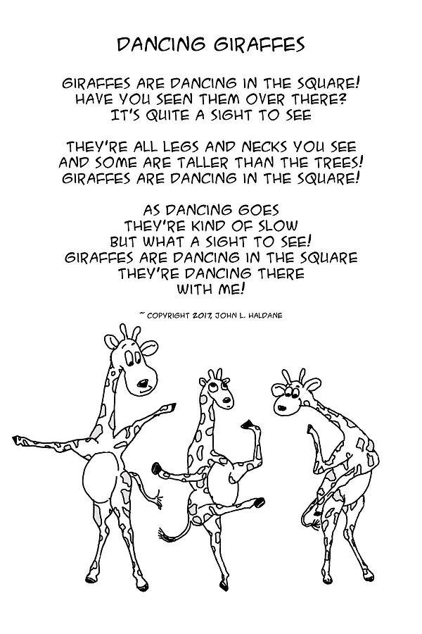 Dancing Giraffes Drawing by John Haldane