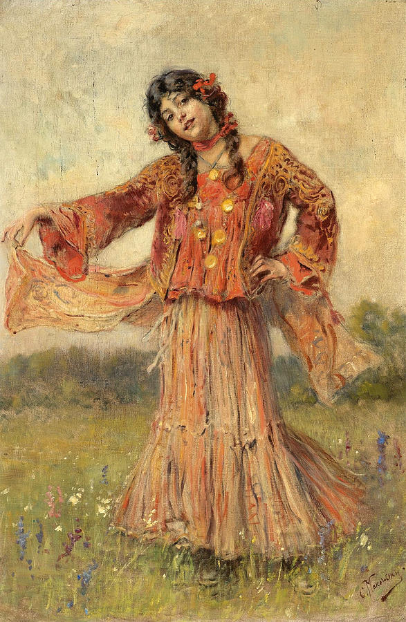 Dancing Gypsy Painting by Konstantin Makovsky