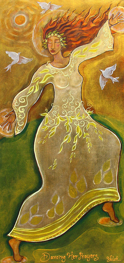 Dove Painting - Dancing Her Prayers by Shiloh Sophia McCloud